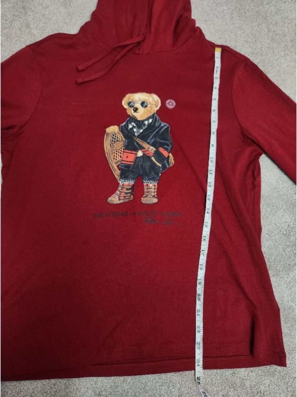 New Polo Ralph Lauren Bear Long Sleeve Hooded Shirt Men's Size Small Preppy Prep - Picture 10 of 14
